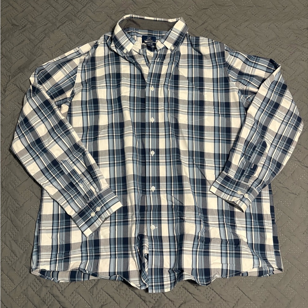 George Blue and White Plaid Shirt